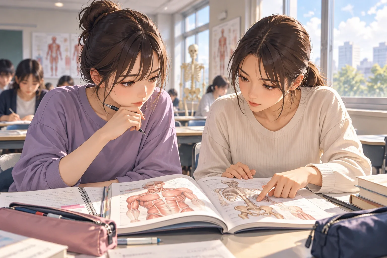 二人で確かめる、からだの仕組みのイメージイラスト