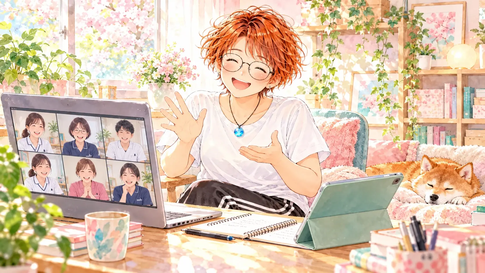 画面の向こうでも、一緒に学ぶのイメージイラスト