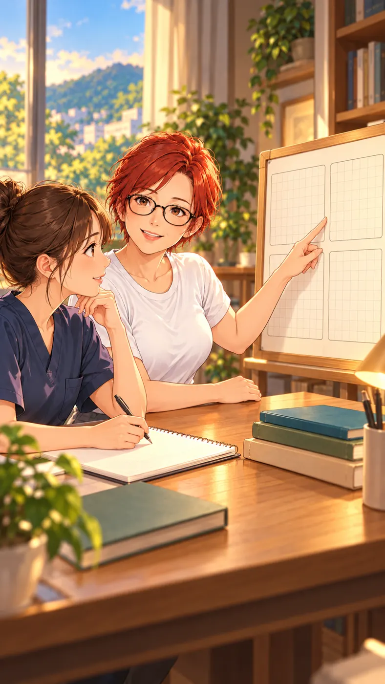 先生と一緒に、学習計画を立てるのイメージイラスト