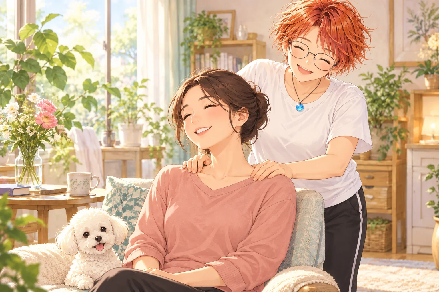 先生と、マッサージの時間のイメージイラスト