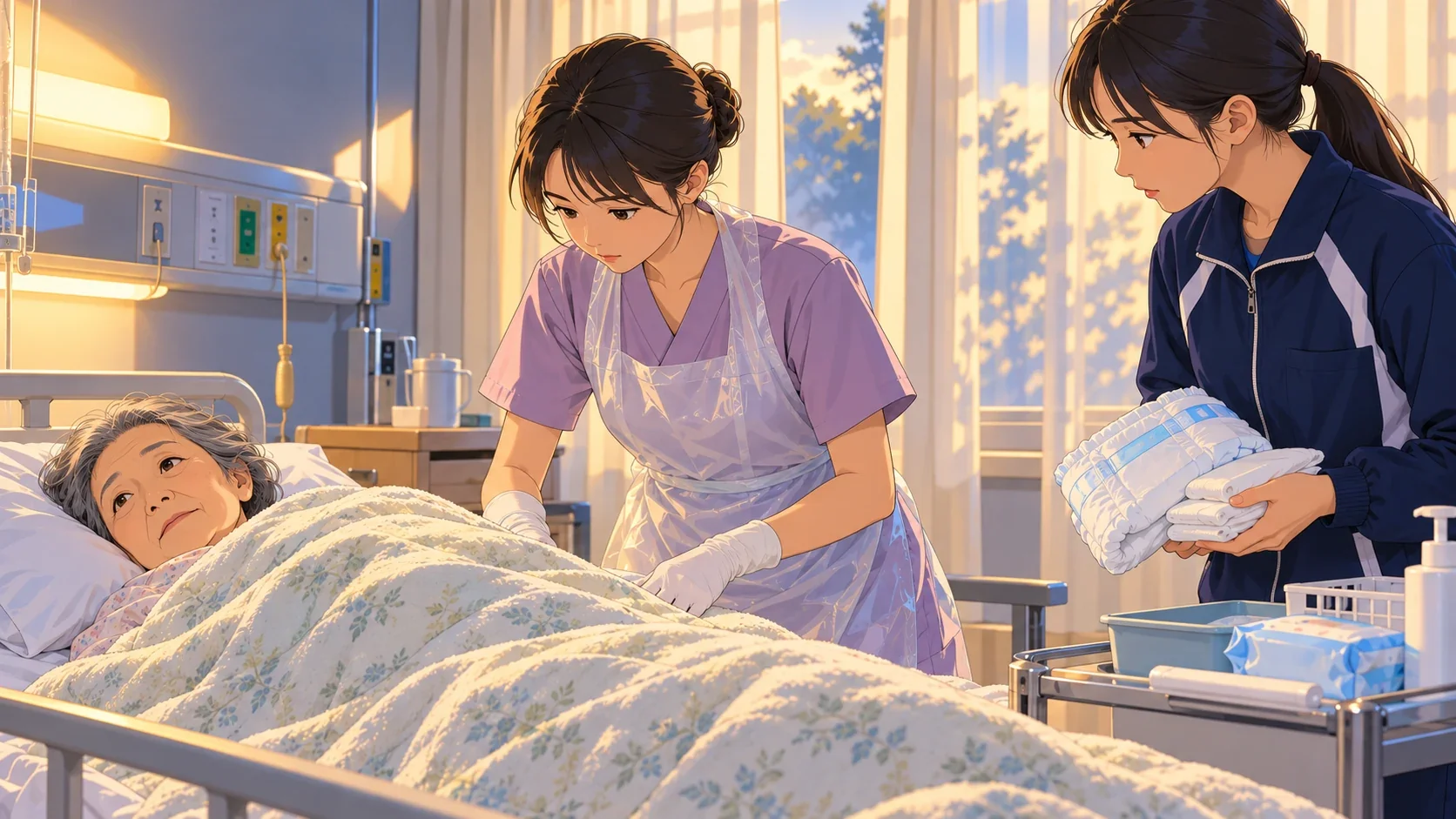 おむつ交換の準備のイメージイラスト